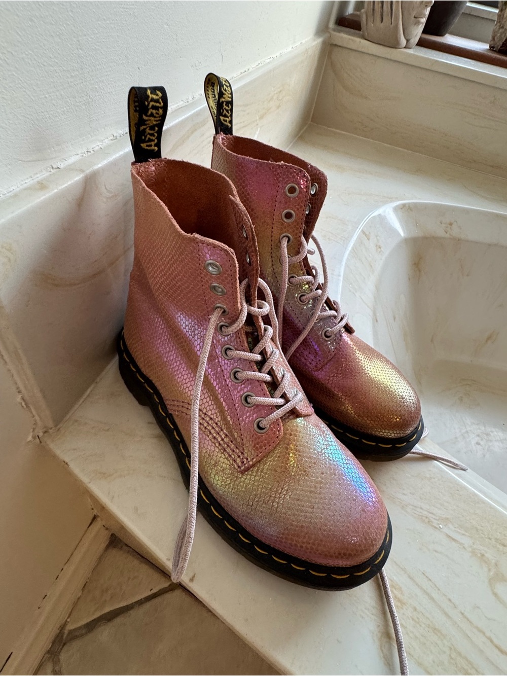 Dr. Martens Pink Iridescent Lace-Up Boots - Picture 5 of 8